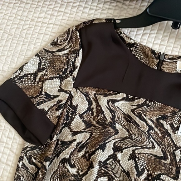 NWT Michael Kors Dress snake print gold logo embossed tie waist belt animal - Picture 16 of 16